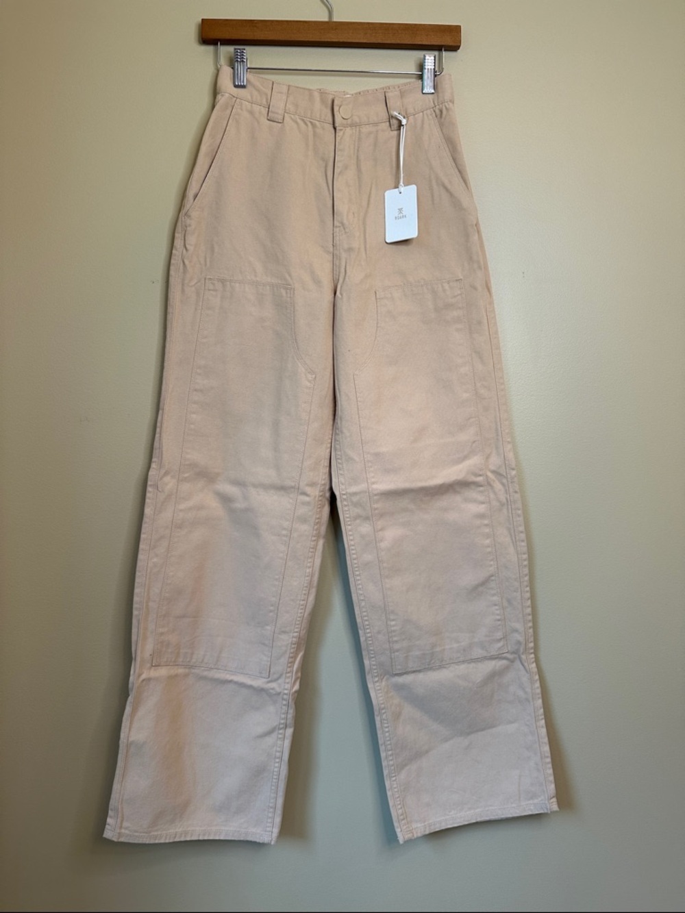 Roark Wide-Leg Chinos in Light Tan Size 25